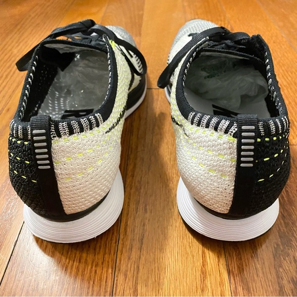 NIKE black white volt flyknit racer knit lace up sneakers shoes - Picture 4 of 8